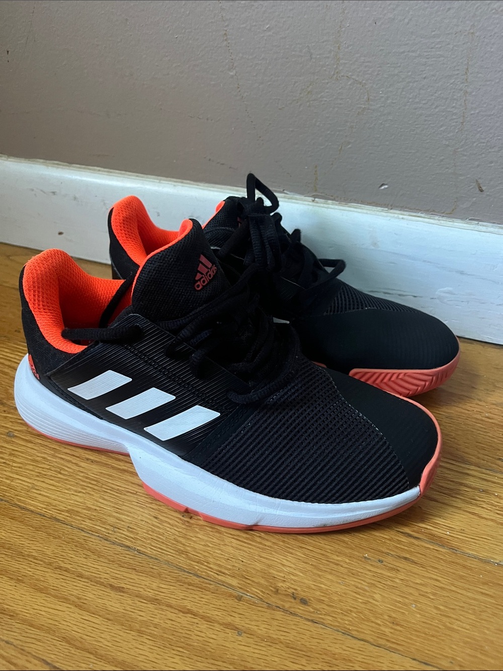 adidas Kids Black & Orange Low-Top Sneakers